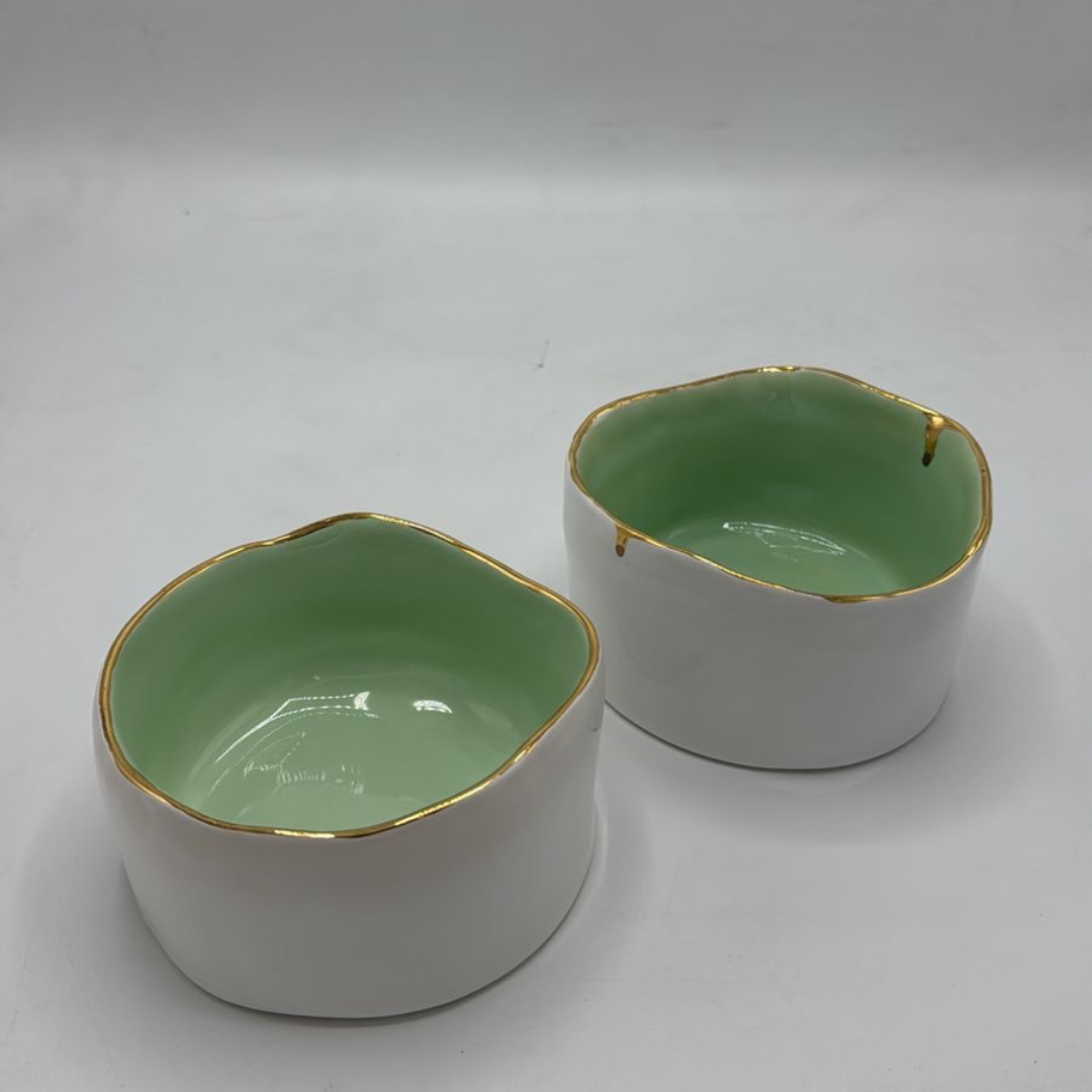 Ceramic Colored Round Nut Bowls - set of 2