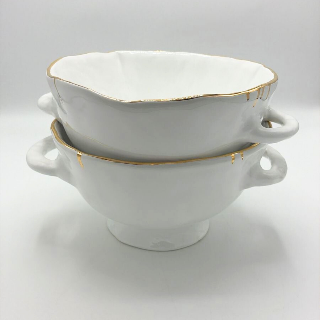 Organic Ceramic Bowl with Side Handles