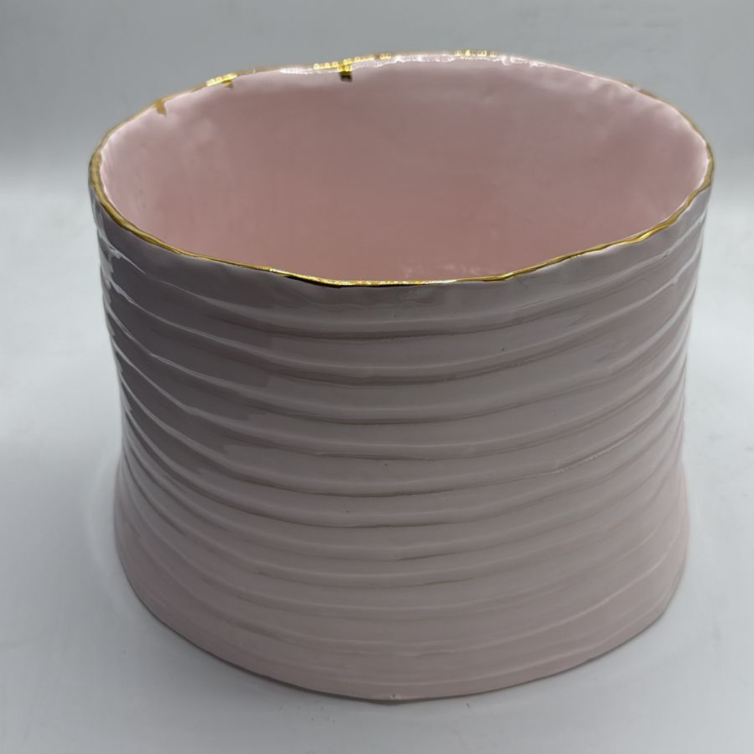 "Ribbed" Ceramic Serving Bowl / Vase