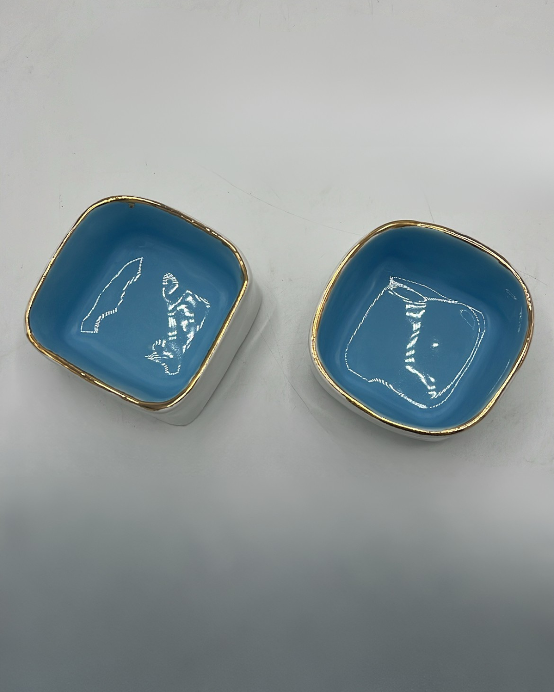 Ceramic Colored Squared Nut Bowls - set of 2