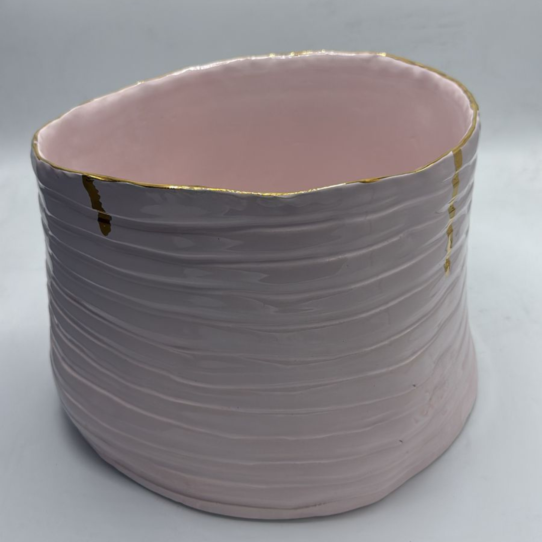 "Ribbed" Ceramic Serving Bowl / Vase