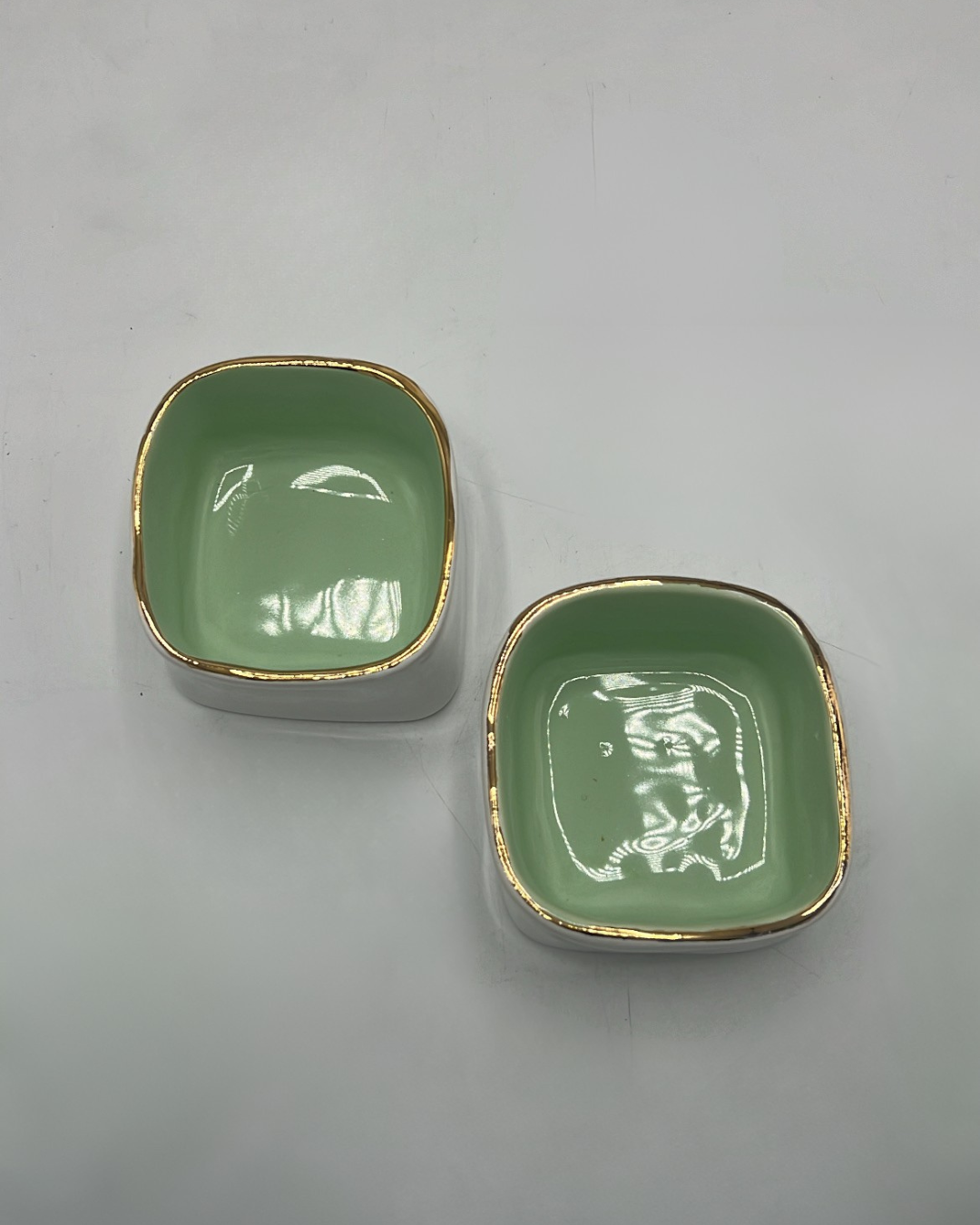 Ceramic Colored Squared Nut Bowls - set of 2