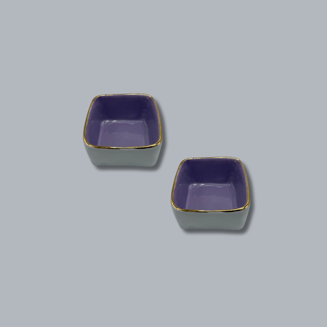 Ceramic Colored Squared Nut Bowls - set of 2