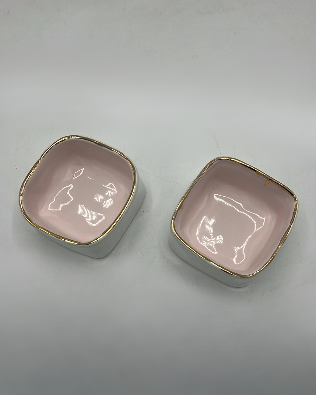 Ceramic Colored Squared Nut Bowls - set of 2