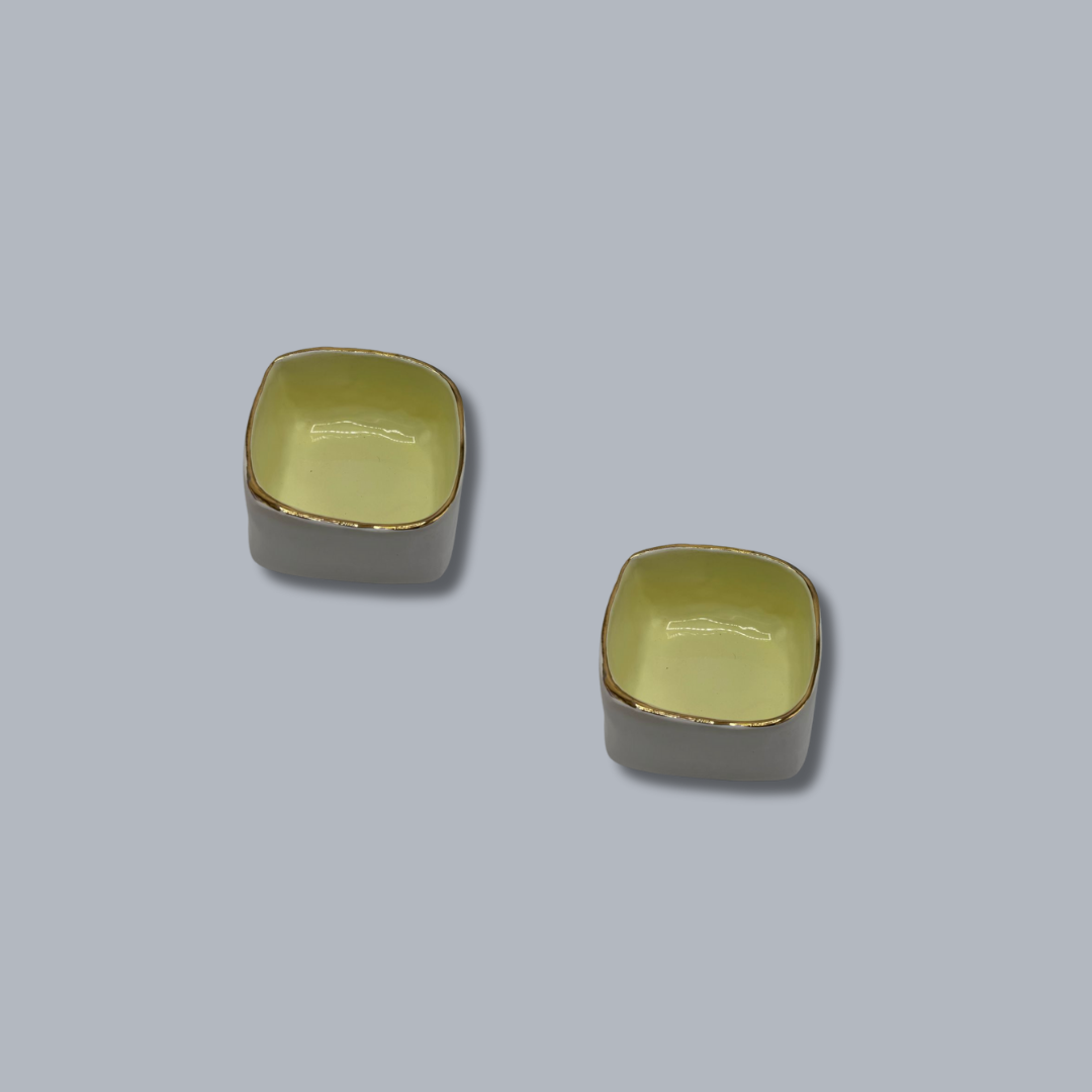 Ceramic Colored Squared Nut Bowls - set of 2