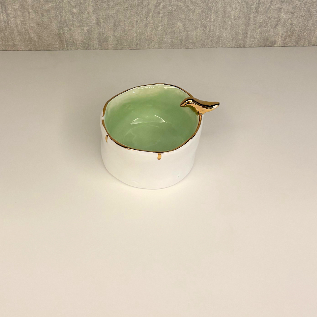Ceramic Round Nut Bowls with Bird - per piece