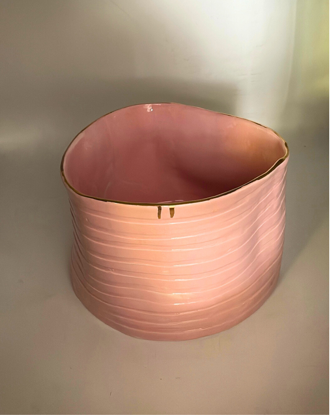 "Ribbed" Ceramic Serving Bowl / Vase