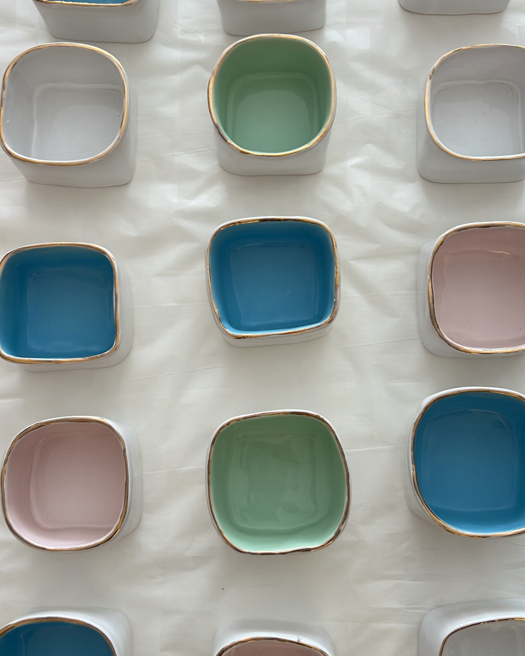 Ceramic Colored Squared Nut Bowls - set of 2