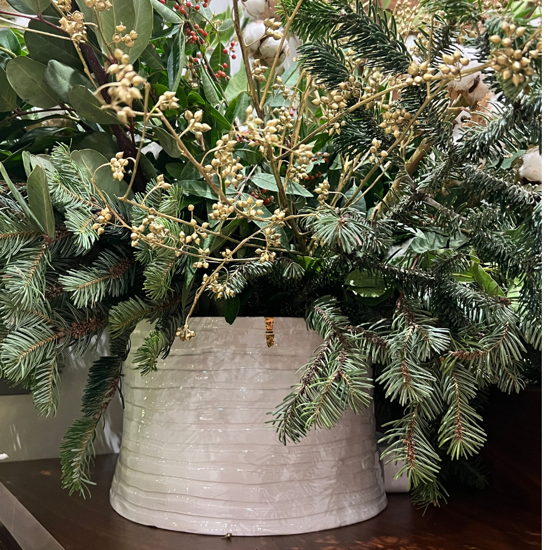 "Ribbed" Ceramic Serving Bowl / Vase