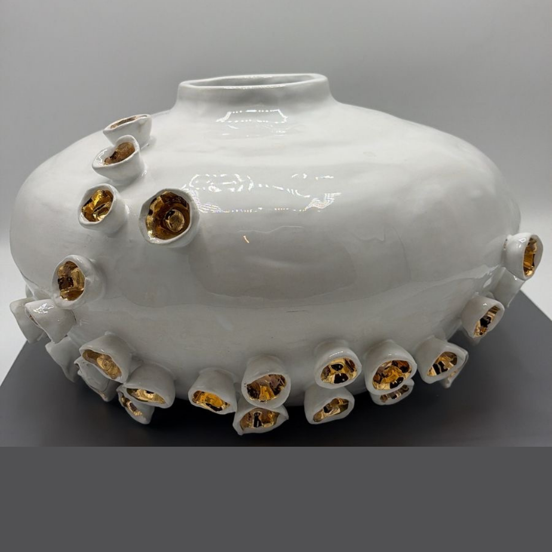 "Golden Reef" Ceramic Vase with Gold Details