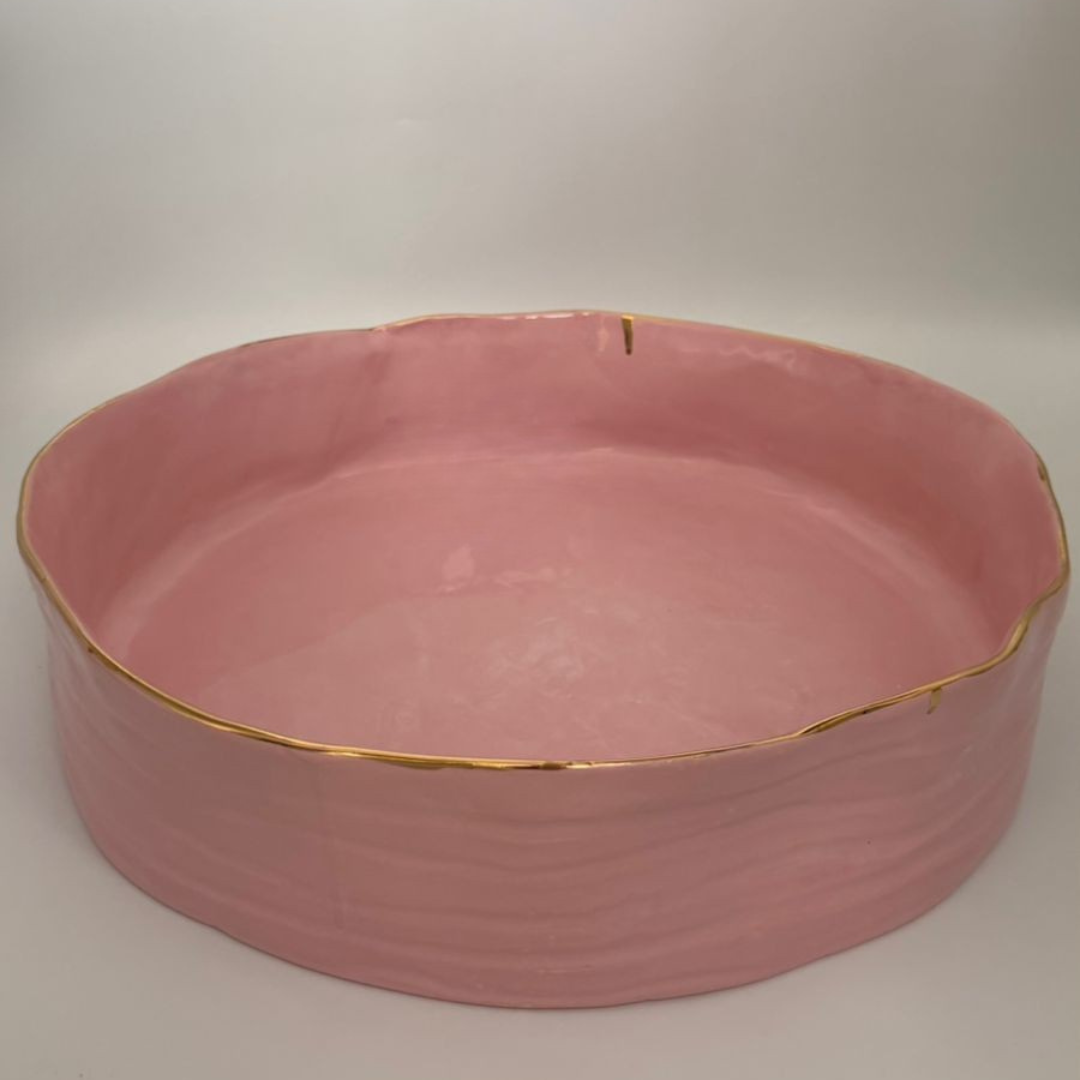 "Ribbed" Round Serving Dish