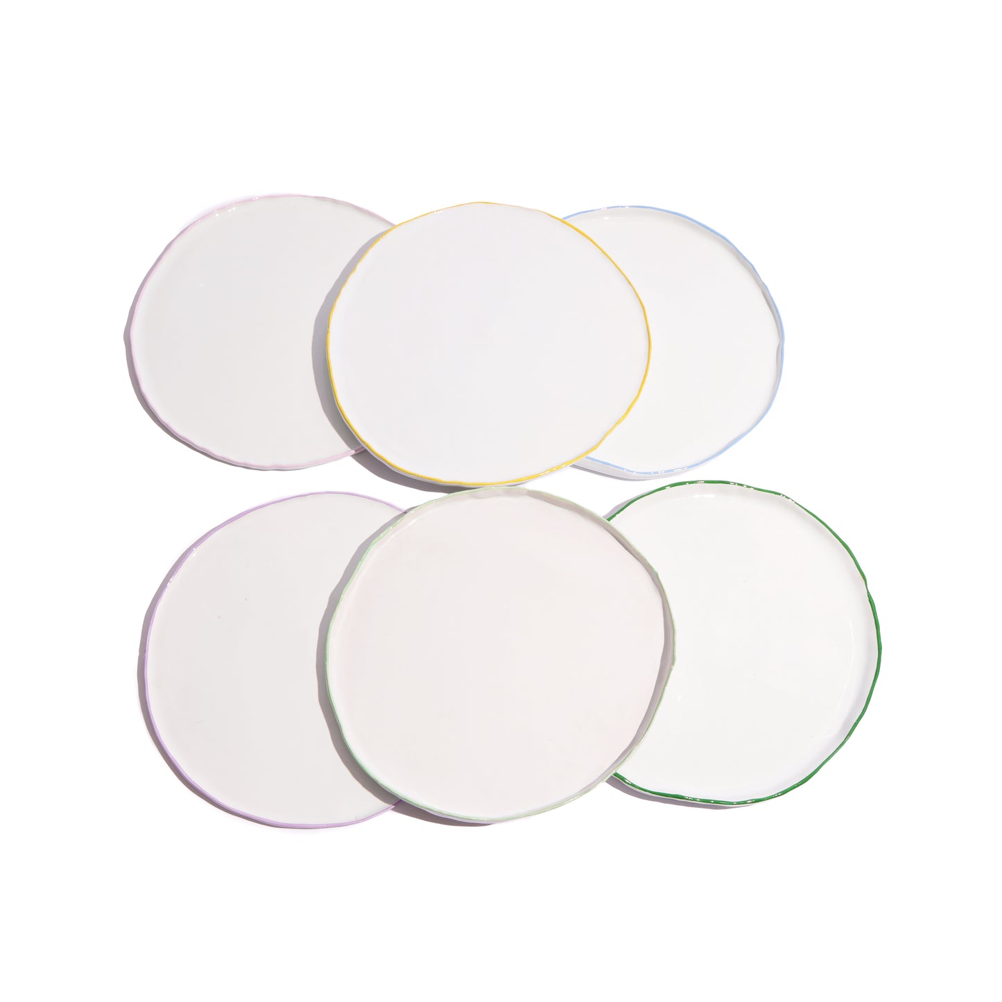 "Organic Waves" Colored Dinner Plates - set of 6