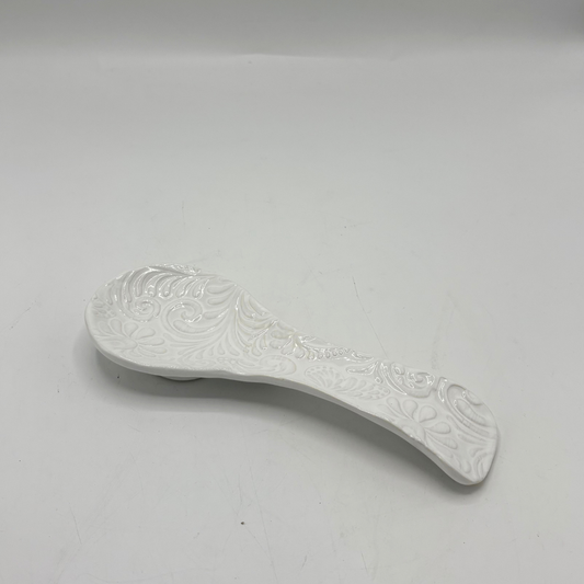Ceramic Spoon Rest with Engraved Design