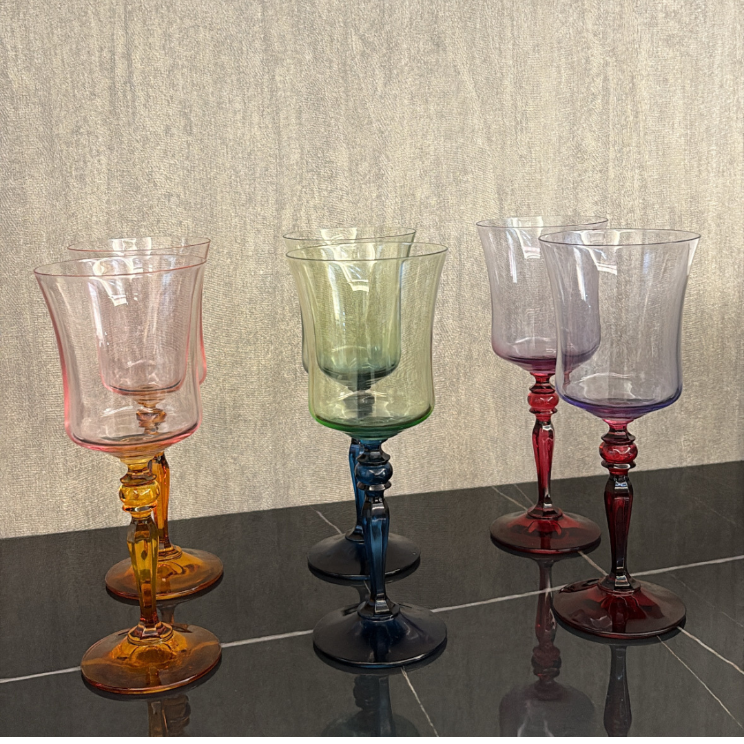 Long Colorful Glass Goblets