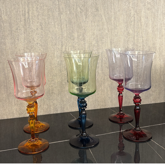Long Colorful Glass Goblets