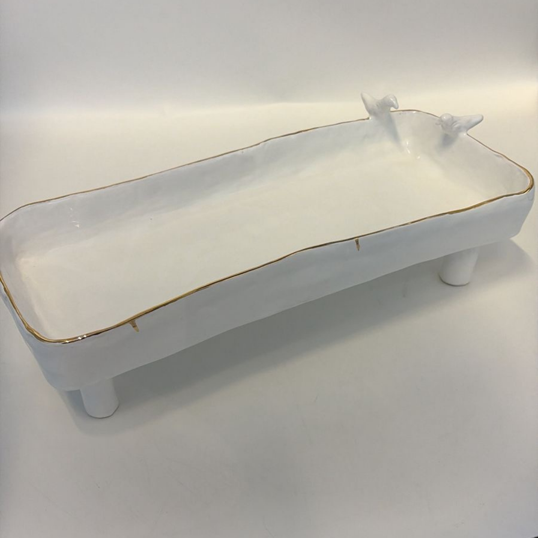 "Infinity" Elevated Serving Dish with Birds