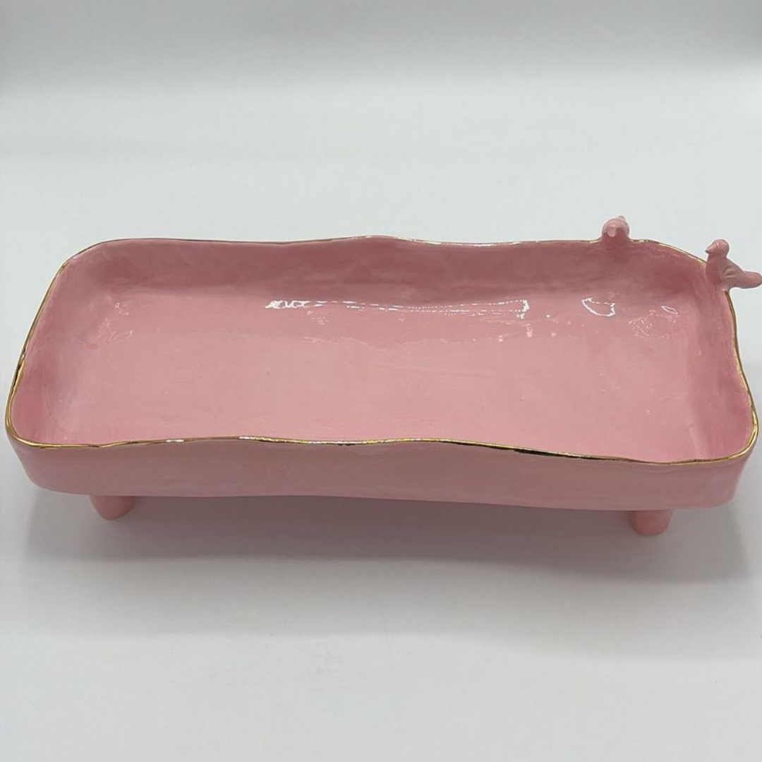 "Infinity" Elevated Serving Dish with Birds