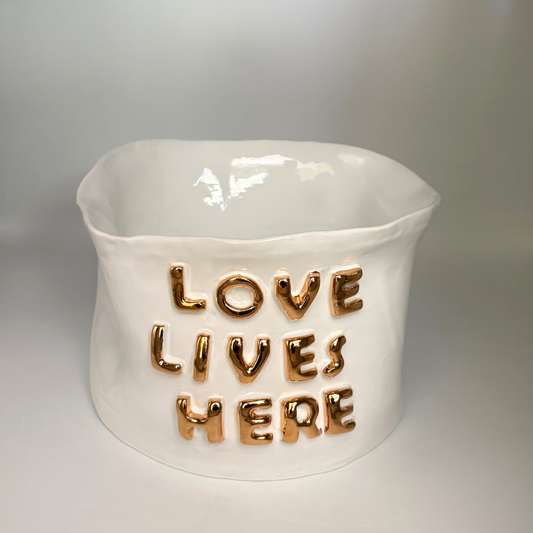"Love Lives Here" Ceramic Vase