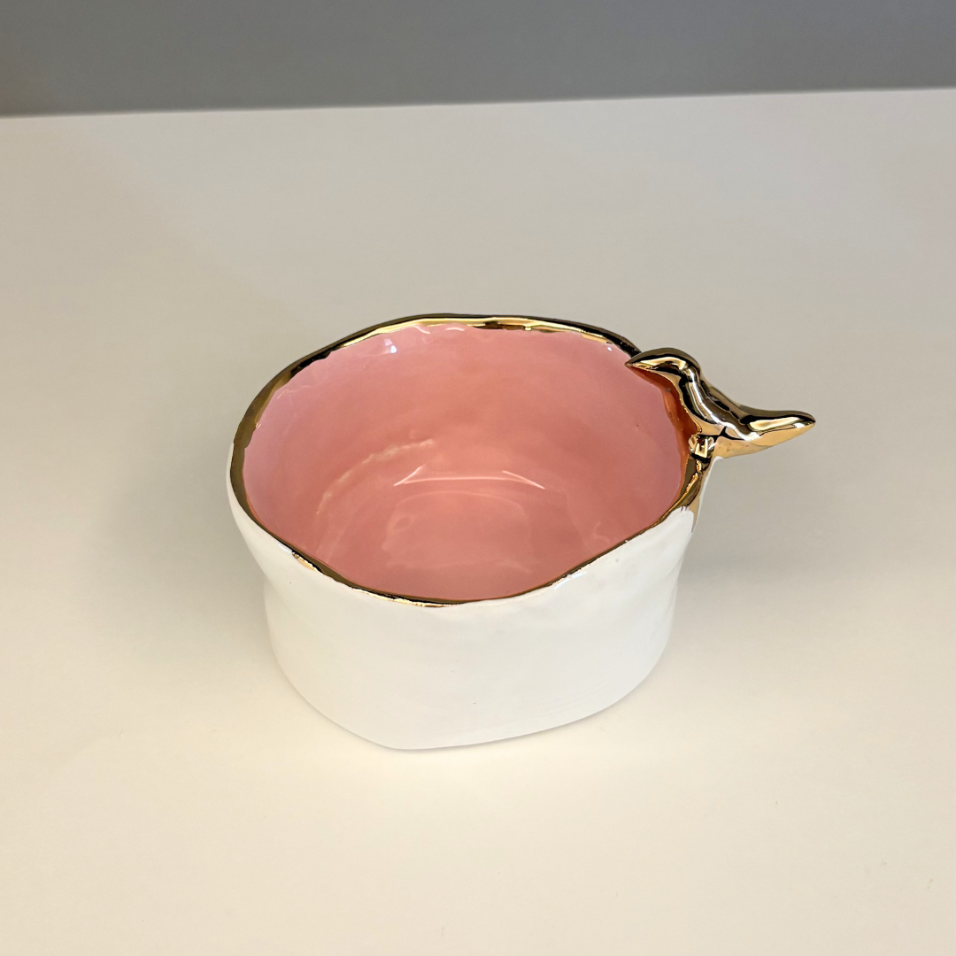 Ceramic Round Nut Bowls with Bird - per piece