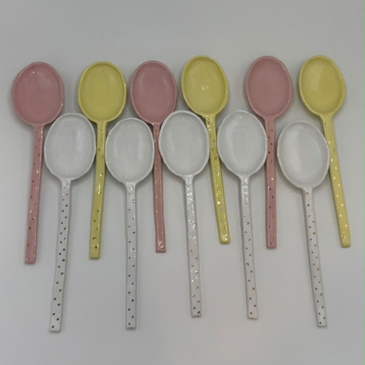 Ceramic Serving Spoon with Gold Dots