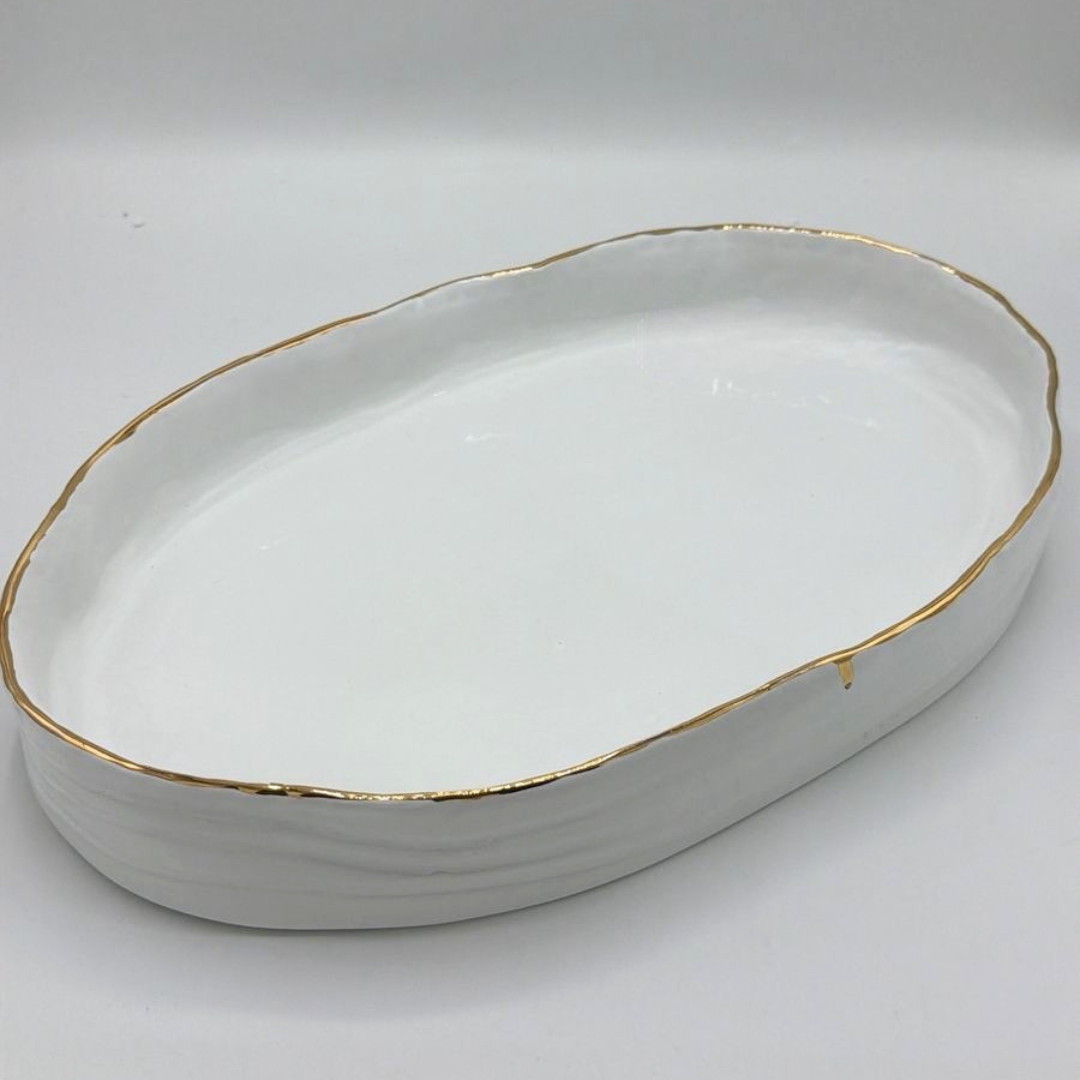 "Ribbed" Oval Serving Dish