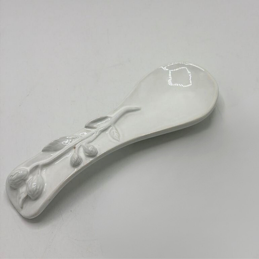 Ceramic Spoon Rest with flowers & leaves
