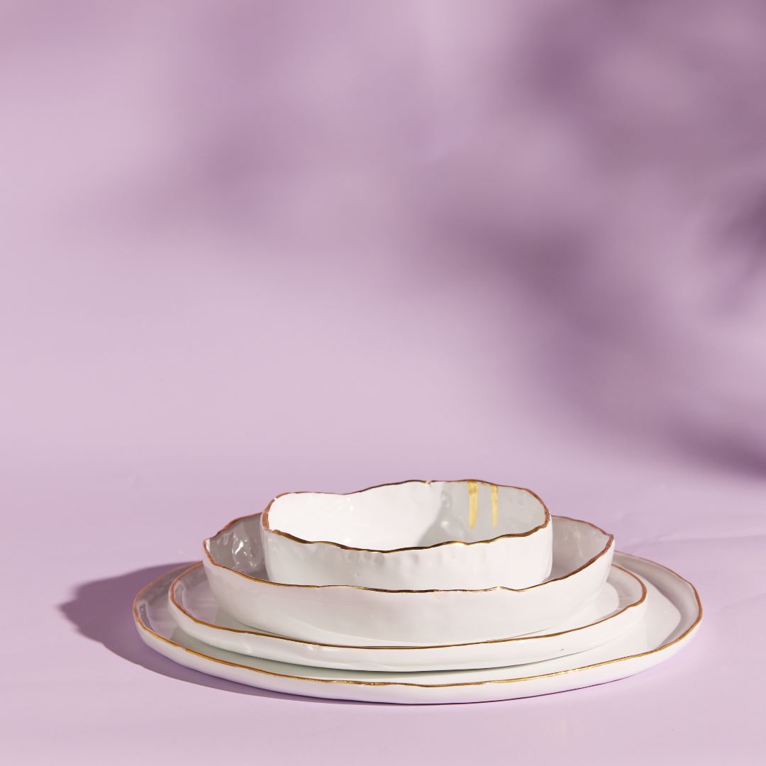 "Organic Waves" Gold Dinner Plates - set of 6